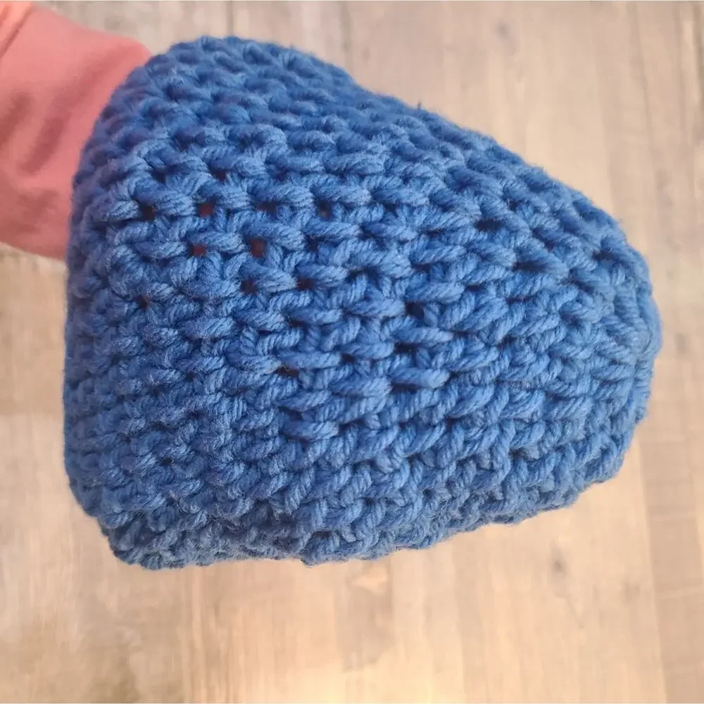 Handmade baby blue knitted beanie